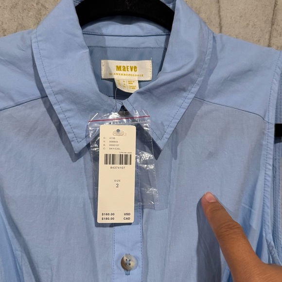 Maeve Anthropologie Size 2 Asymmetrical Sleeveless Shirt Dress Wedding Party NWT - Picture 7 of 8